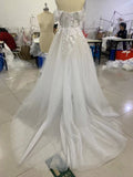 dress off-Shoulder Transparent Light Wedding Dress Mori 2024 New Winter Bride Simple Lace A- Collar Travel Racket Small Tail Show