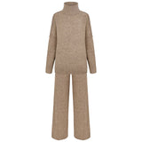 discover style ideas Turtleneck Sweater Suit Women's Autumn and Winter New Loose Casual Lazy Thick Knitted Trousers Suit