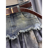 y2k outfits Women's Patchwork Denim Skirt 2024 New Age-Reducing Versatile Fashionable High Waist Slimming A- Line Skirt