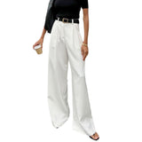 business casual outfits Pure White Trousers for Women 2024 Autumn and Winter High Waist Wide-Leg Pants Elegant Commuter Casual Trousers