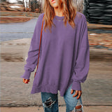 fall outfits women Autumn New Solid Color Pullover round Neck Long Sleeve Top Women's Long Casual Loose Sweater Women's Clothing