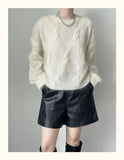 birkenstock clogs outfit fall Cloud-like Soft Casual Simple Style Comfortable Solid Color Crocheted Sweater Loose Knitted Top Meinuo Wool