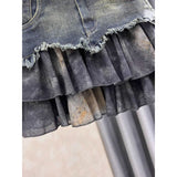 y2k outfits Women's Patchwork Denim Skirt 2024 New Age-Reducing Versatile Fashionable High Waist Slimming A- Line Skirt