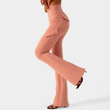 avant garde dress to impress New Wide-Leg Pants Tight Nude Hip Lifting Overalls Flared Pants High Waist Micro-Pull Yoga Trousers