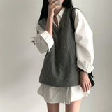 2024 fall fashion trends Chic Simple V-neck Versatile Slimming Mid-Length Loose Pullover Stacked Knitted Vest for Women