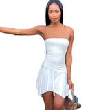 birthday outfit Women's Clothing Summer Hot Solid Color Sexy Tube Top Ruffled Dress