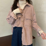 fall outfits women Corduroy Shirt Coat Women's Spring Design Sense Niche Stacked Long-Sleeved Shirt Shirt 2024 Spring Women's Clothing