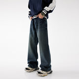 90s streetwear New Loose Straight Jeans Men's American Retro Lazy High Street Casual Wide-Leg Pants