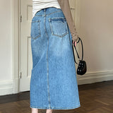 2024 fall fashion trends Fu Denim Skirt for Women 2024 Early Autumn New Classic High Waist Retro Straight Loose a-Line Hip Skirt 3385