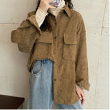 fall outfits women Corduroy Shirt Coat Women's Spring Design Sense Niche Stacked Long-Sleeved Shirt Shirt 2024 Spring Women's Clothing