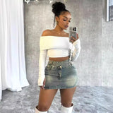 concert outfit New Women's Clothing Spring and Summer Slim Fit Fashion High Elastic Hip Denim Skirt