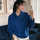 fall outfits women Korean Style 2024 Spring and Autumn New Outdoor Commuter Popular Loose Hooded Top Loose Comfortable Cotton Sweater Women's Fashion