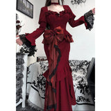 mystic dress to impress Fat French Hepburn Style Velvet Dress Women's Spring Design Waist-Tight Dress