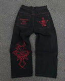 2000s dti Fashion Brand JNCO Hip Hop Embroidered Large Pocket Jeans Men's and Women's Y2g High Street Mopping Wide Leg Pants