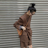 suit 10388# Kuang Ji Kuan Ji Brown Professional Suit Suit Women's Commuter Wear with Chanel Style High-Grade Suit