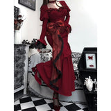 mystic dress to impress Fat French Hepburn Style Velvet Dress Women's Spring Design Waist-Tight Dress