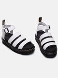Amozae-Leather Buckle Platform Sandals