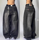 2000s dti Fashion Brand JNCO Hip Hop Embroidered Large Pocket Jeans Men's and Women's Y2g High Street Mopping Wide Leg Pants