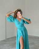 Amozae Back to college Elegant O Neck Hollow Out Green High Waist Backless Party Maxi Dress Vestidos Holidays