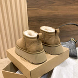 Amozae-back to school outfits Platform Sheepskin Boot