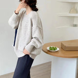 fall outfits women Salt Solid Color Soft Glutinous Pullover Women's Autumn and Winter New Loose Lazy Style round Neck Sweater Top Thick