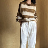 2024 fall fashion trends Autumn New Korean Style Contrast Color Hollow-out Lazy Casual Loose Light All-Match Mohair Striped Sweater