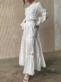 church outfit 2024 Summer New French Retro Court Style Niche Women's Suit Lace Princess Sleeve Solid Color Suit