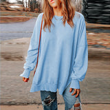 fall outfits women Autumn New Solid Color Pullover round Neck Long Sleeve Top Women's Long Casual Loose Sweater Women's Clothing