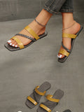 Amozae-Striped Square Toe Resort Sandals
