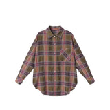 grunge outfits Autumn and Winter New Loose Coat Design Sense Niche Retro Versatile Slimming Plaid Long Sleeve Shirt