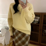 fall outfits women Korean Style Lazy Style round Neck Simple Sweater for Women Autumn and Winter New Solid Color Pullover Design Women's Knitted Top for Women