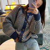 fall outfits aesthetic Knitted Cardigan Coat for Women Autumn and Winter Fashion New Korean Style Loose round Neck Thickened Lazy Style Contrast Color Sweater