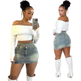 concert outfit New Women's Clothing Spring and Summer Slim Fit Fashion High Elastic Hip Denim Skirt