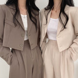 business casual outfits for women Chic Elegant Lapel Two-Button Long Sleeve Short Coat + High Waist Wide Leg Mopping Suit Trousers Suit