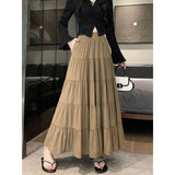 church outfit Elastic Waist Cake Skirt for Women Spring and Summer New High Waist Slimming Design Stitching A- line Large Swing Umbrella Skirt Long Skirt