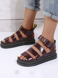 Amozae-Leather Buckle Platform Sandals