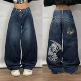 2000s dti Fashion Brand JNCO Hip Hop Embroidered Large Pocket Jeans Men's and Women's Y2g High Street Mopping Wide Leg Pants