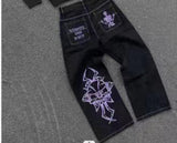 2000s dti Fashion Brand JNCO Hip Hop Embroidered Large Pocket Jeans Men's and Women's Y2g High Street Mopping Wide Leg Pants