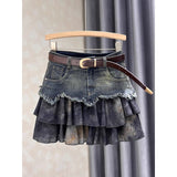 y2k outfits Women's Patchwork Denim Skirt 2024 New Age-Reducing Versatile Fashionable High Waist Slimming A- Line Skirt