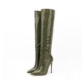 Spring and Autumn New Stiletto Heel Two-Color Snake Pattern Side Zipper Fashion High Heel Boots