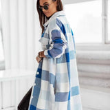 fall fashion Autumn and Winter New Color Flannel Plaid Long Trench Coat Fashion Shirt Woolen Coat