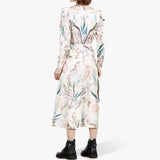 church outfit Autumn New British Elegant Printed Elegant Intellectual Temperament Goddess over the Knee Slimming Dress