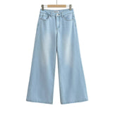 college outfits 2024 Summer New Four-Color Low Waist Wide Leg Horn Mopping Denim Trousers