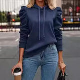 fall outfits women 2024 Spring, Autumn and Winter New Lapel Hooded Solid Color Long-Sleeved Casual Women's Top Sweater