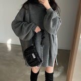 christmas outfit men Chic Lazy Turtleneck Warm Pullover Mid-Length Knitted Top for Women