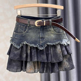 y2k outfits Women's Patchwork Denim Skirt 2024 New Age-Reducing Versatile Fashionable High Waist Slimming A- Line Skirt