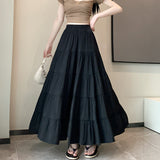 church outfit Elastic Waist Cake Skirt for Women Spring and Summer New High Waist Slimming Design Stitching A- line Large Swing Umbrella Skirt Long Skirt