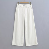 college outfits 2024 Summer New Four-Color Low Waist Wide Leg Horn Mopping Denim Trousers