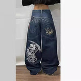 2000s dti Fashion Brand JNCO Hip Hop Embroidered Large Pocket Jeans Men's and Women's Y2g High Street Mopping Wide Leg Pants