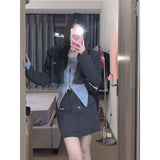 business casual outfits Sweet Cool Temperament Suit Women's Autumn Retro Suit Jacket Shirt Top Hip Skirt Three-Piece Suit